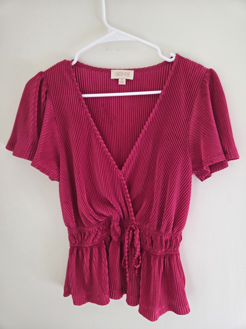 Fuchsia Wrap Peplum Blouse